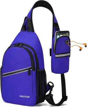 MAXTOP Sling Backpack Crossbody Sling Bag with Detachable Phone Bag for Unisex Multipurpose Travel Hiking Chest Bag