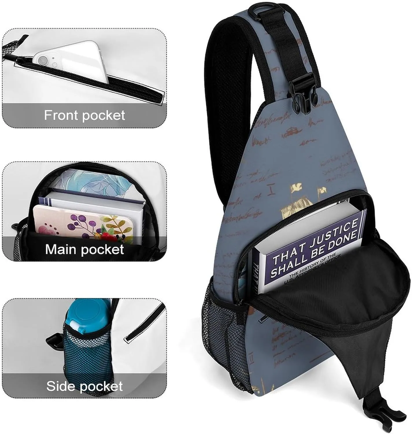 Medieval-nautical-record Crossbody Backpack For Men Women, Chest Bag Shoulder Bag, Travel Daypack Sling Backpack