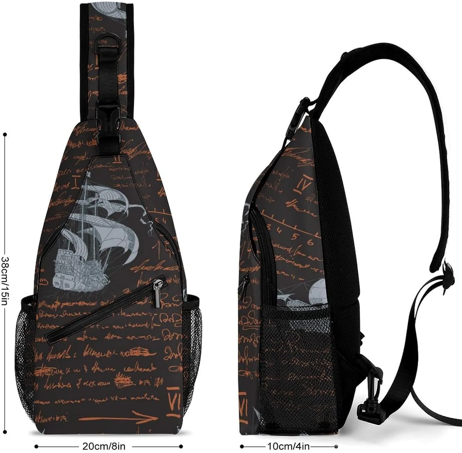 Medieval-nautical-style Crossbody Backpack For Men Women, Chest Bag Shoulder Bag, Travel Daypack Sling Backpack