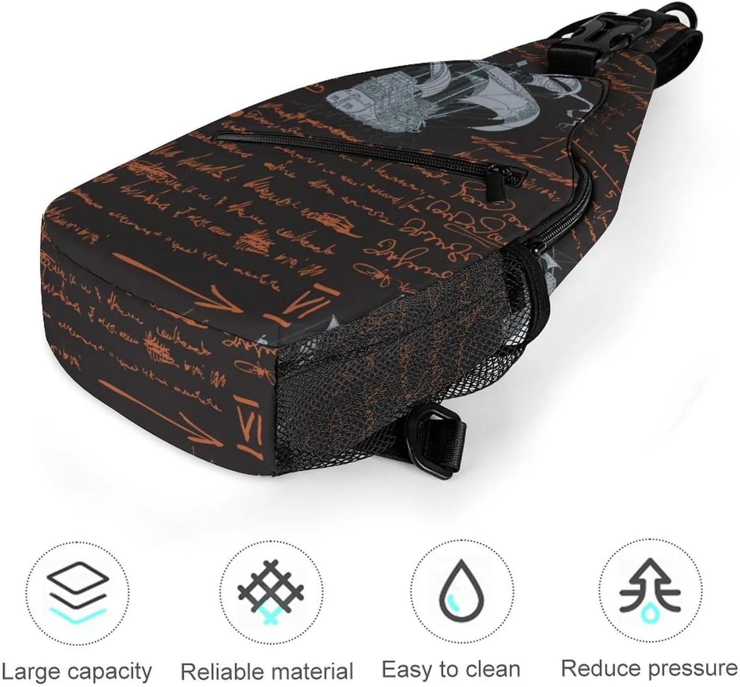 Medieval-nautical-style Crossbody Backpack For Men Women, Chest Bag Shoulder Bag, Travel Daypack Sling Backpack