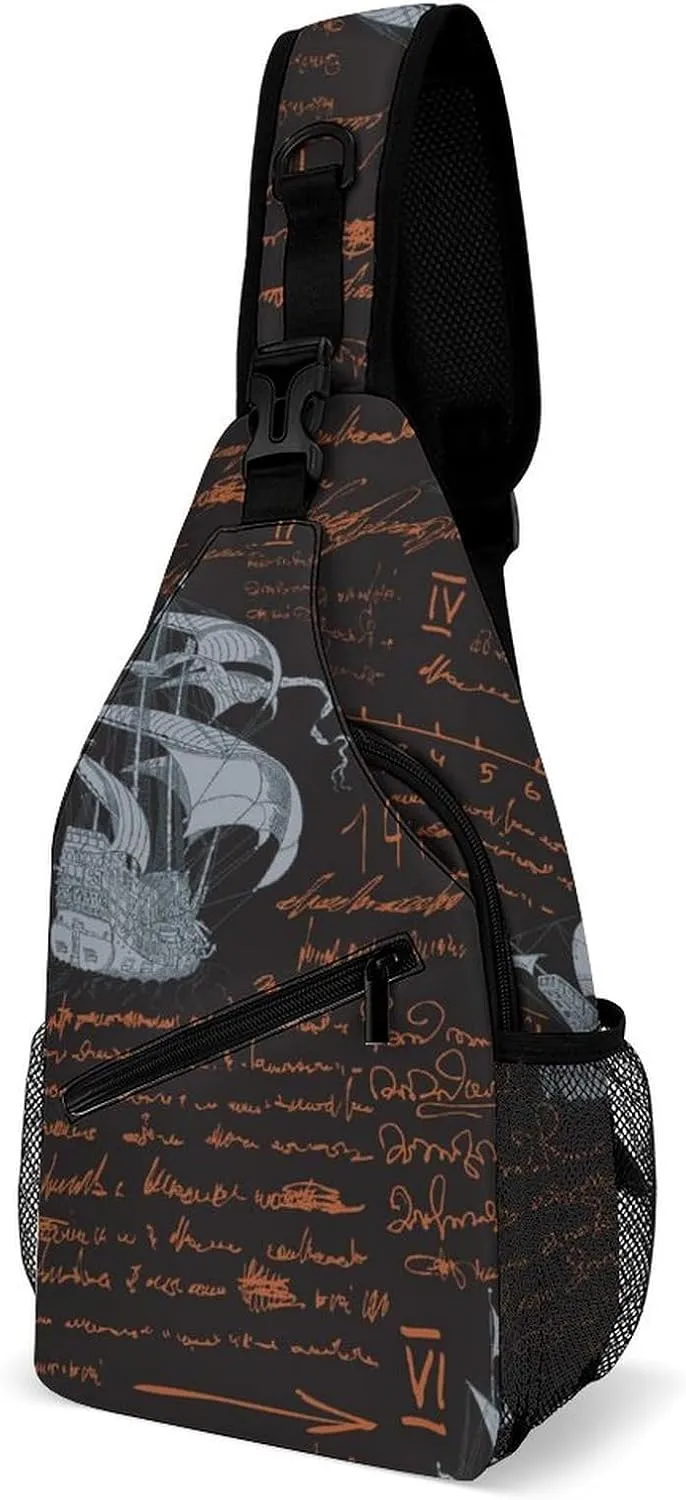Medieval-nautical-style Crossbody Backpack For Men Women, Chest Bag Shoulder Bag, Travel Daypack Sling Backpack