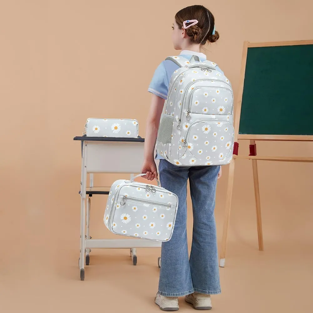 Meisohua Girls Backpack with Lunch Box 3 in 1 Set Kids Backpack for Girls Preschool Kindergarten Elementary School Backpack