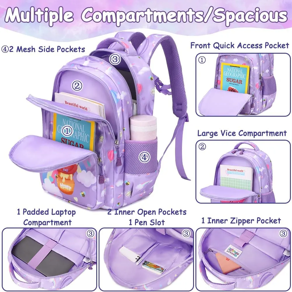 Meisohua Girls School Backpack Set Unicorn Backpack Lightweight Kids School Bookbag Girls Casual Daypack