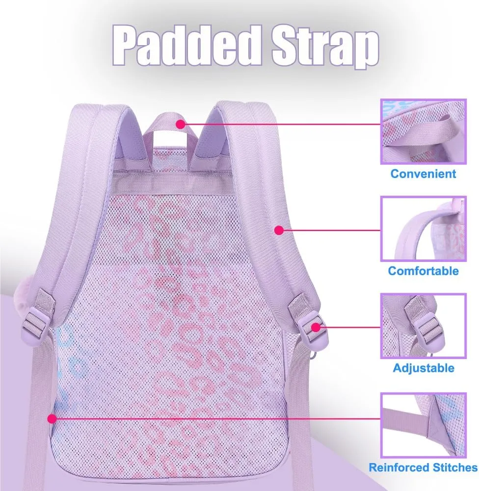 Mesh Backpack for Girls Boys, Heavy Duty Semi-Transparent Mesh Bookbag Womens Mens Mesh Backpacks for School, Sports, Beach, Swimming, Travel Purple Leopard