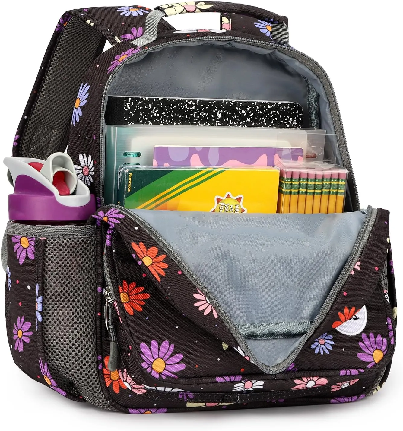 mibasies Toddler Backpack for Girls 2-4: Preschool Kindergarten Backpack - Cute Kids Backpacks for Girls - Daisy Black