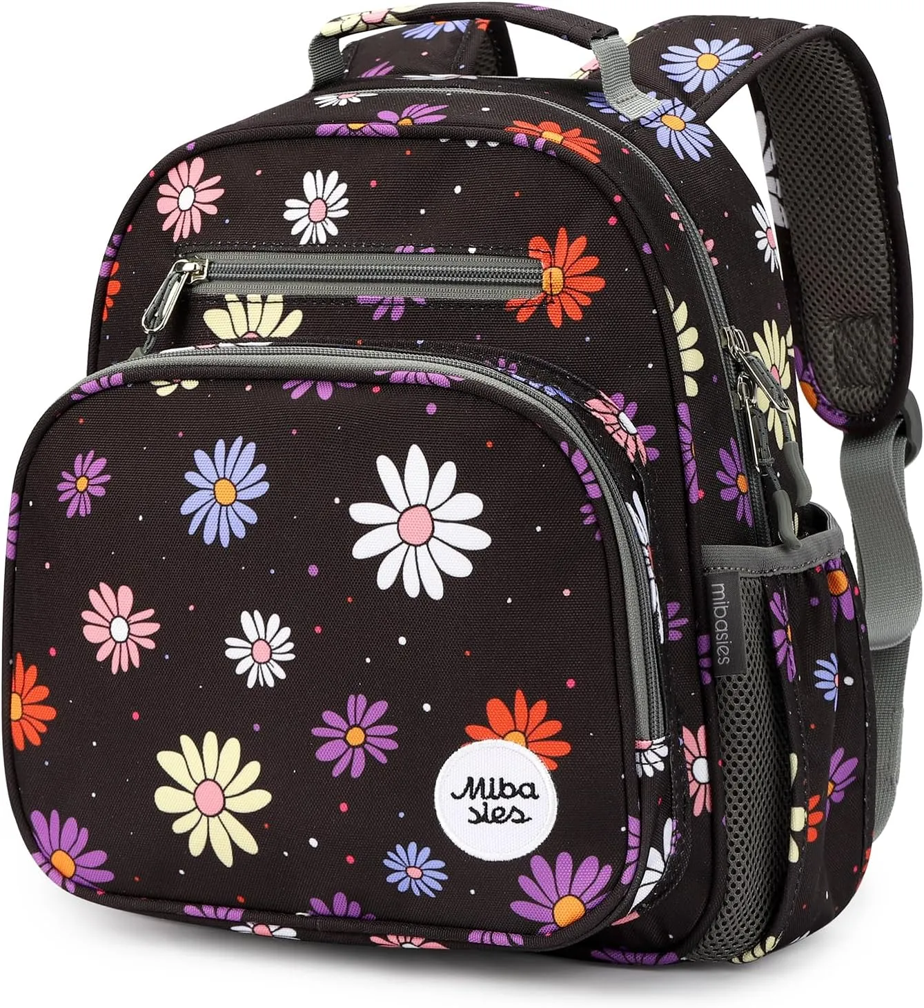 mibasies Toddler Backpack for Girls 2-4: Preschool Kindergarten Backpack - Cute Kids Backpacks for Girls - Daisy Black