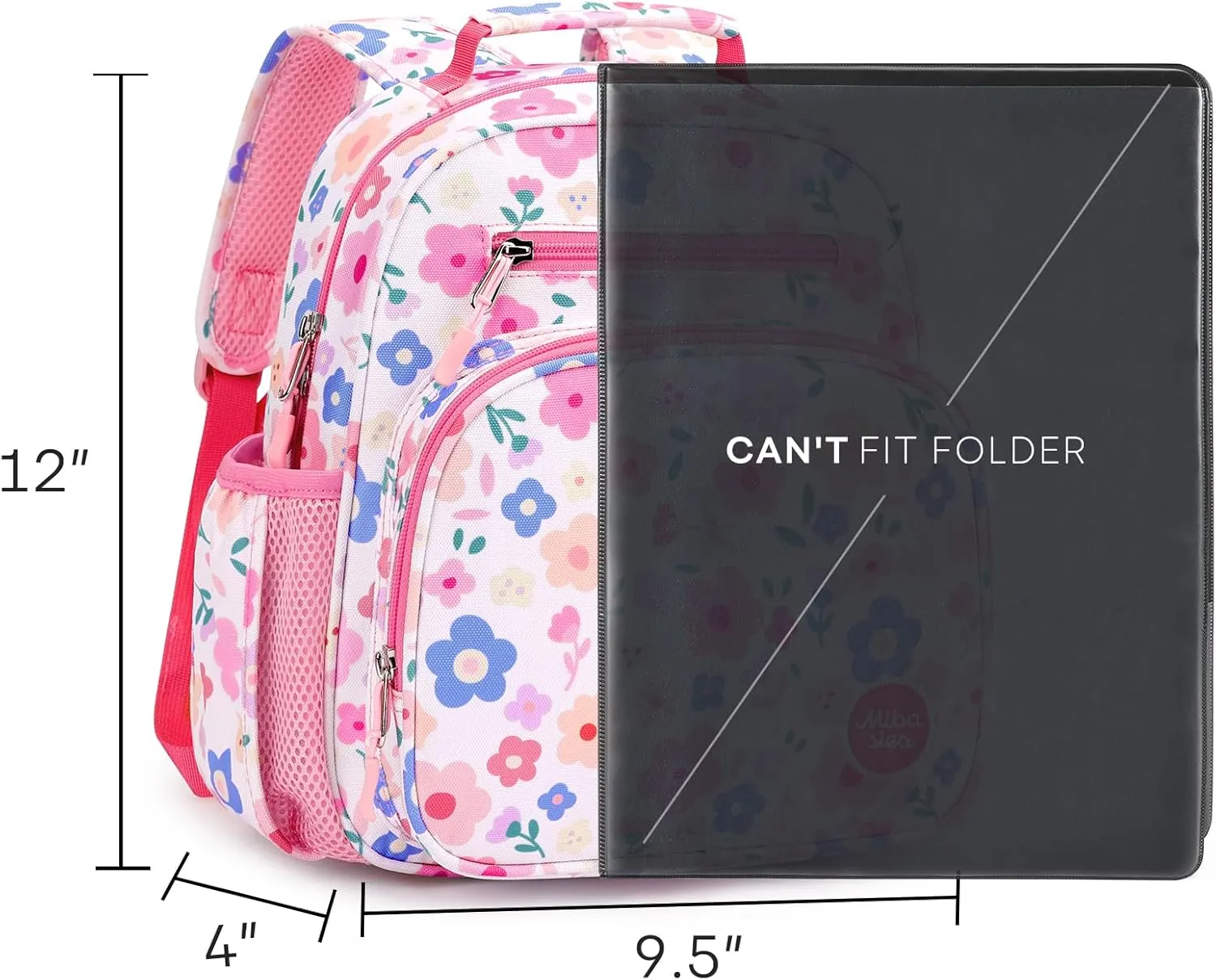 mibasies Toddler Backpack for Girls 2-4: Preschool Kindergarten Backpack - Cute Kids Backpacks for Girls - Floral Pink