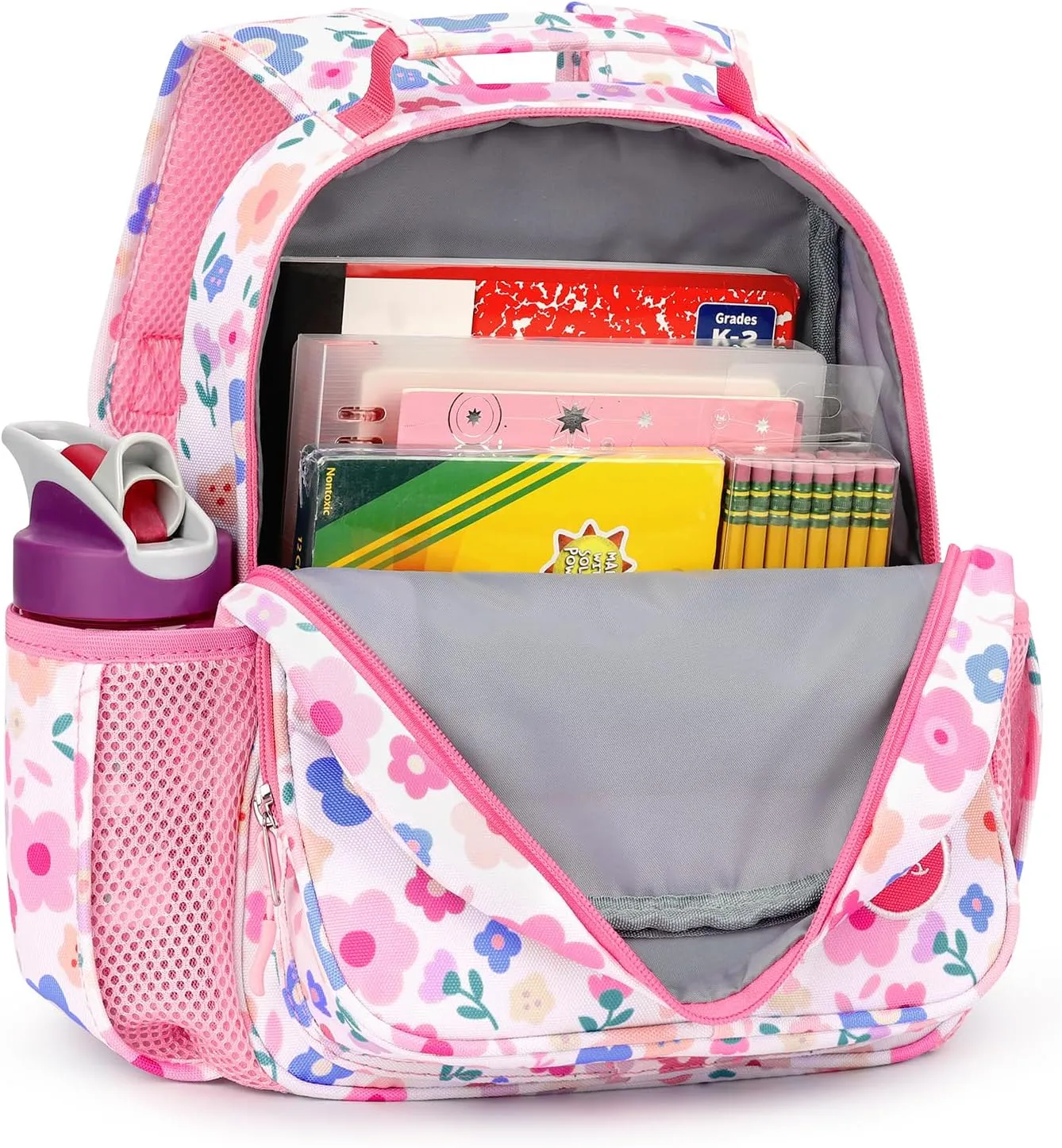 mibasies Toddler Backpack for Girls 2-4: Preschool Kindergarten Backpack - Cute Kids Backpacks for Girls - Floral Pink