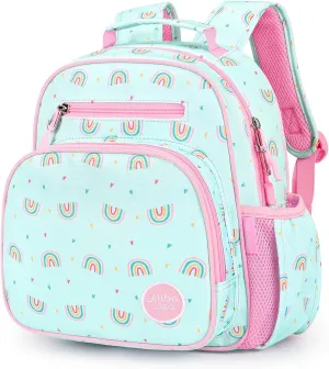 mibasies Toddler Backpack for Girls 2-4: Preschool Kindergarten Backpack - Cute Kids Backpacks for Girls - Rainbow Mint green