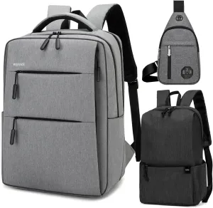 Microfiber Backpack, Laptop Organizer Messenger Bag with Shoulder Strap,Rucksack for Work Trip,for Men and Women,Complementary products,Grey (gray)