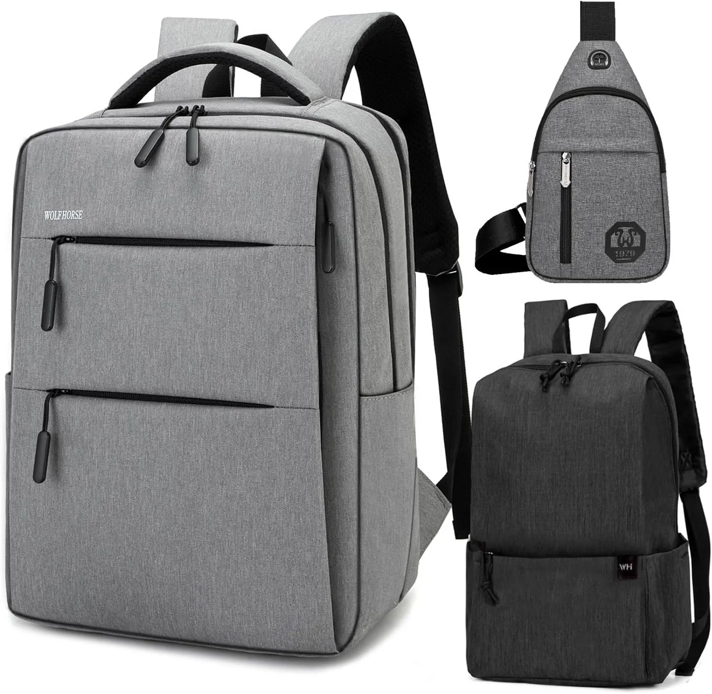 Microfiber Backpack, Laptop Organizer Messenger Bag with Shoulder Strap,Rucksack for Work Trip,for Men and Women,Complementary products,Grey (gray)