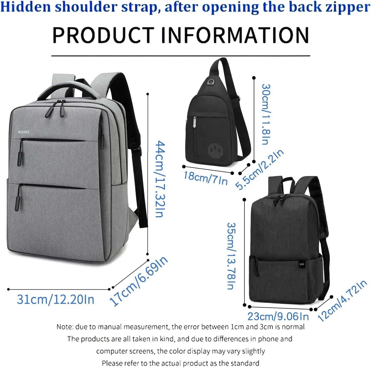 Microfiber Backpack, Laptop Organizer Messenger Bag with Shoulder Strap,Rucksack for Work Trip,for Men and Women,Complementary products,Grey (gray)