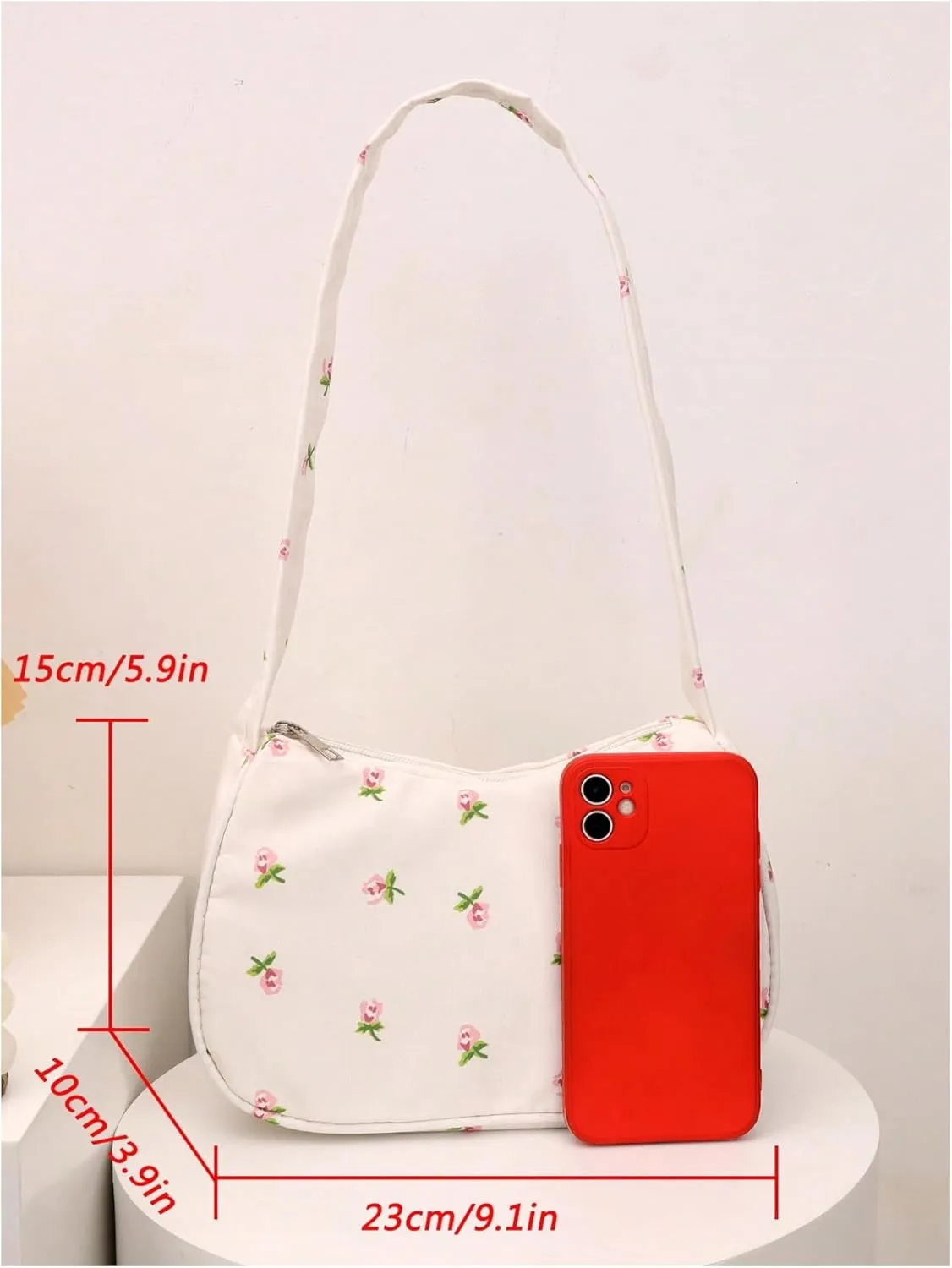 Milumia Women's Floral Print Shoulder Handbag Zipper Hobo Small Purse