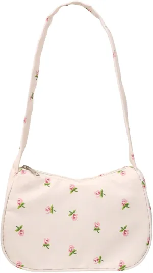 Milumia Women's Floral Print Shoulder Handbag Zipper Hobo Small Purse