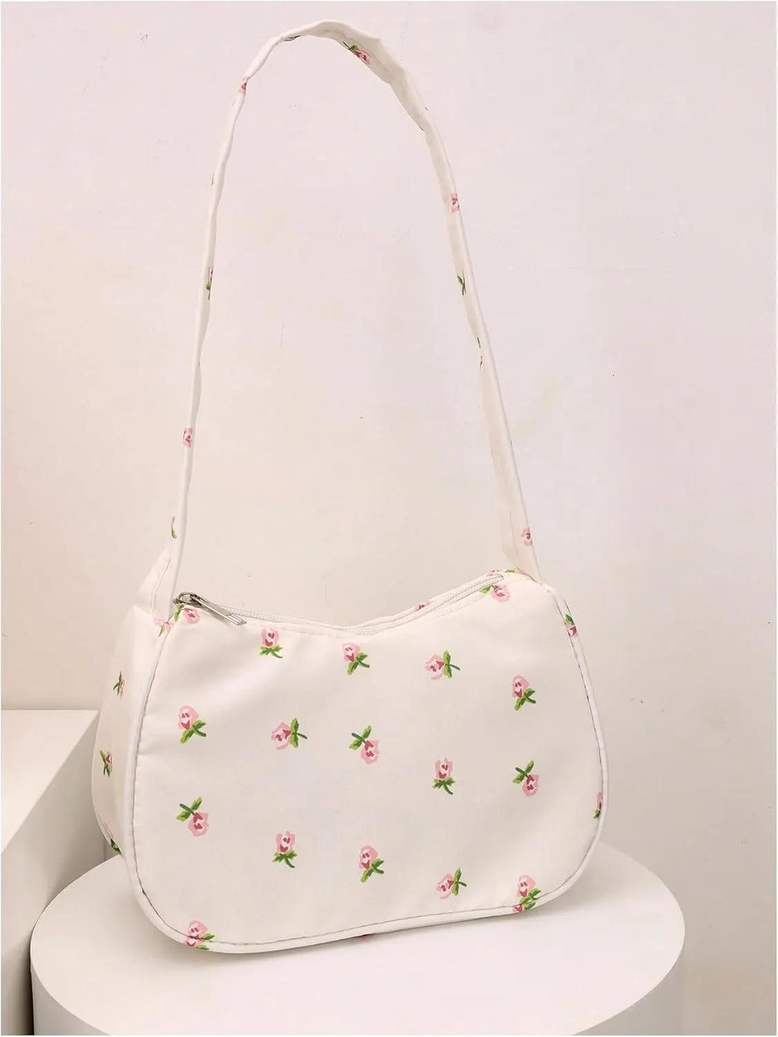Milumia Women's Floral Print Shoulder Handbag Zipper Hobo Small Purse