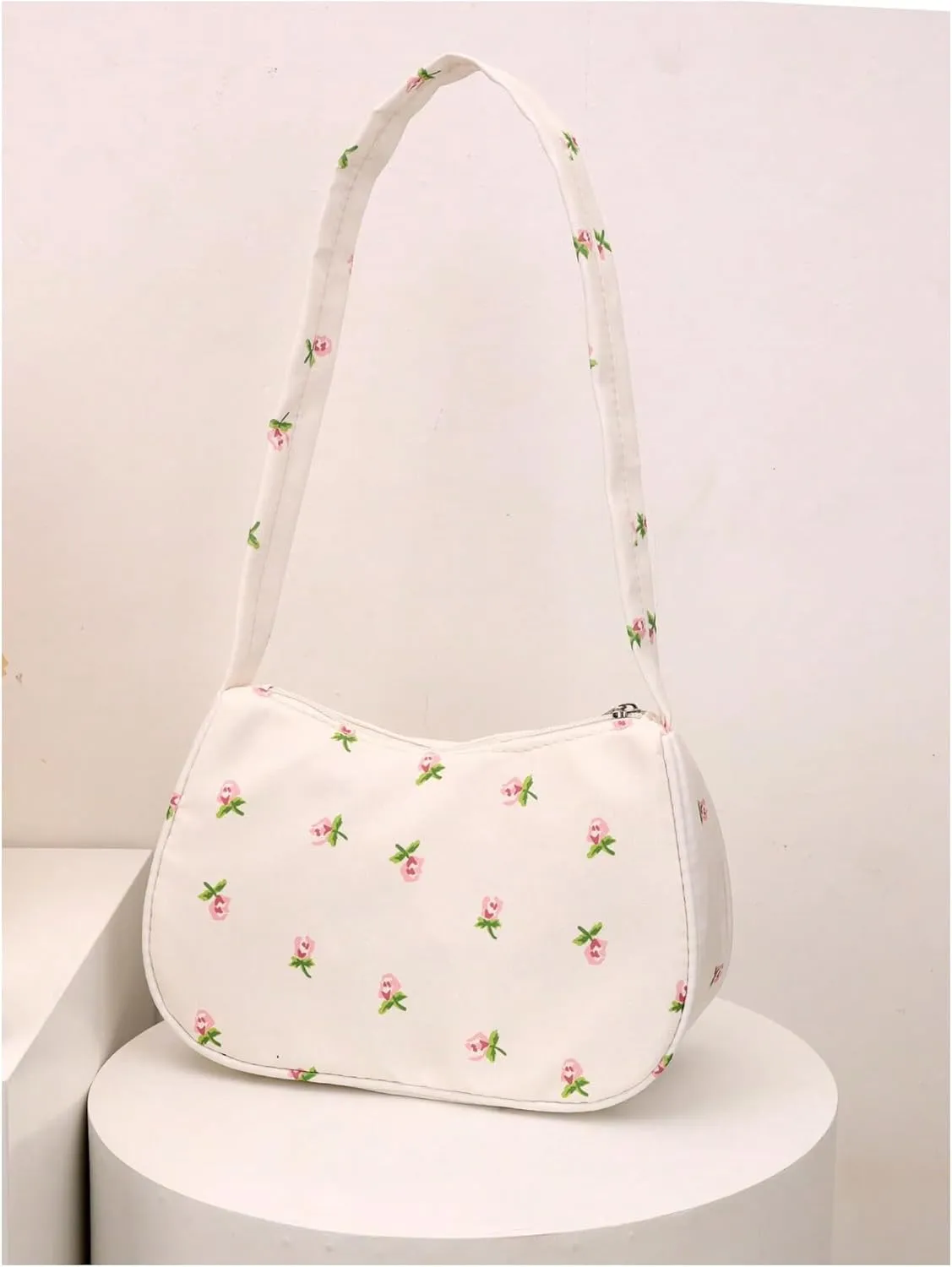 Milumia Women's Floral Print Shoulder Handbag Zipper Hobo Small Purse