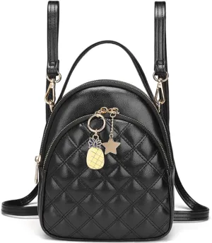Mini Backpack Purse,VONXURY Fashion Small Leather Quilt Backpack Convertible Casual Travel Daypack for Women Ladies