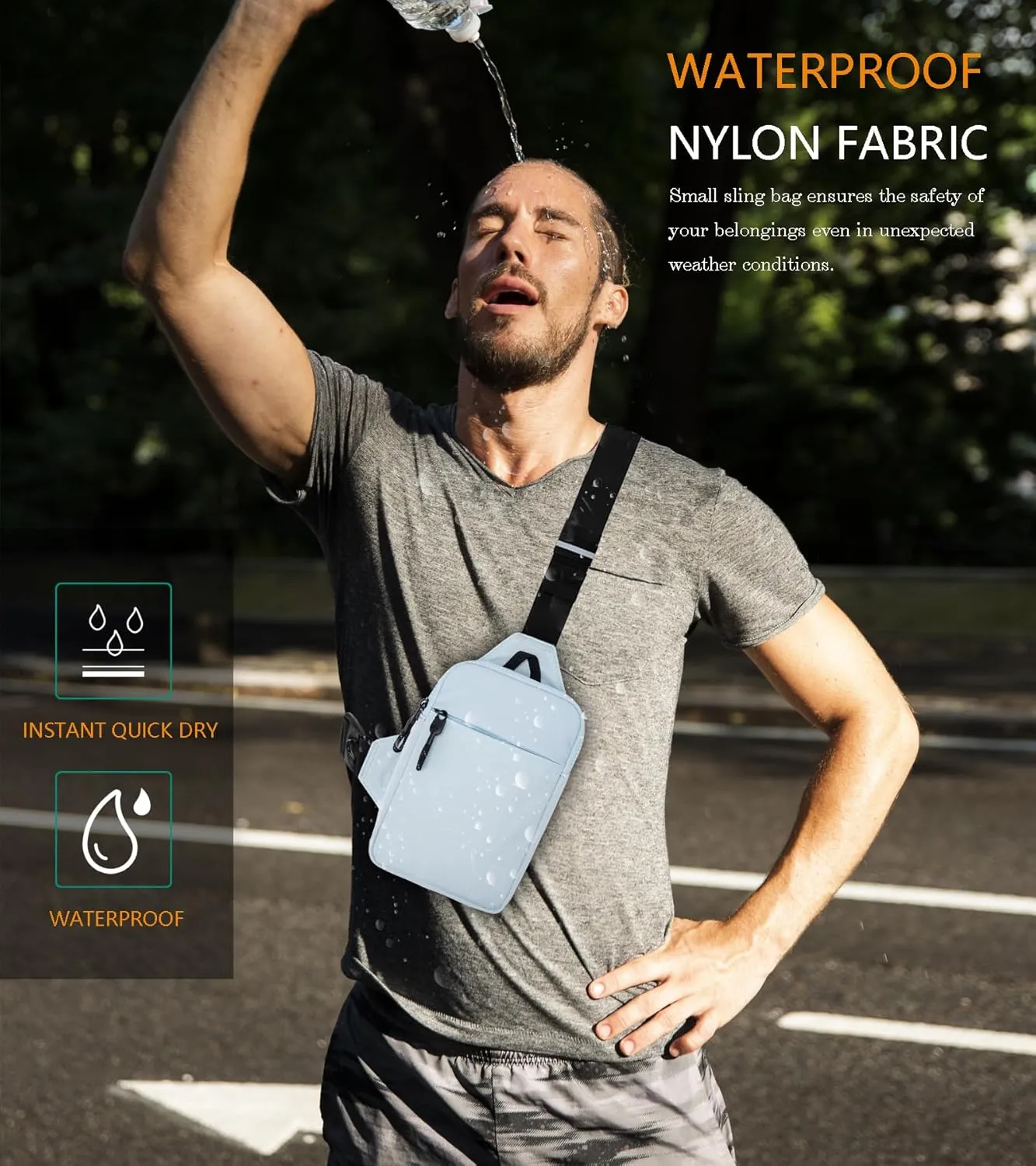 Mini Sling Bag for Men Women, Crossbody Waterproof Trendy Shoulder Cell Phone Chest Bag for Travel Work Gym