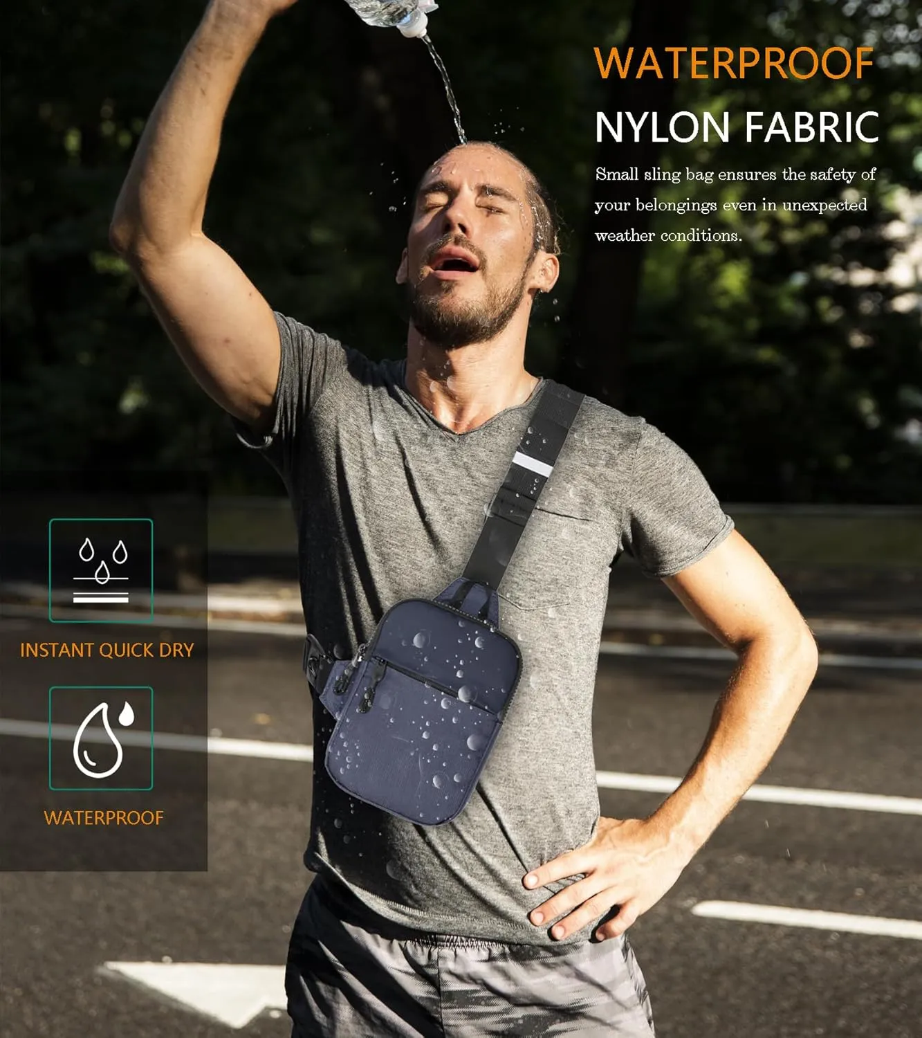 Mini Sling Bag for Men Women, Crossbody Waterproof Trendy Shoulder Cell Phone Chest Bag for Travel Work Gym