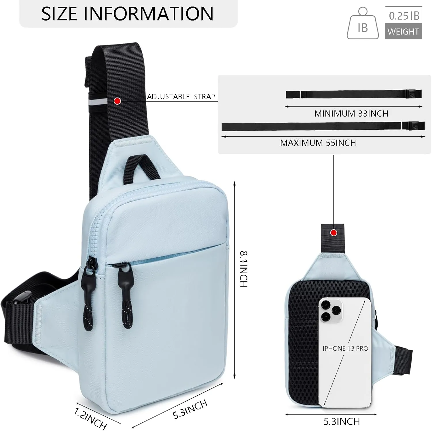 Mini Sling Bag for Men Women, Crossbody Waterproof Trendy Shoulder Cell Phone Chest Bag for Travel Work Gym