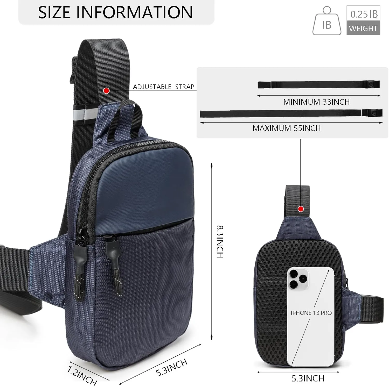 Mini Sling Bag for Men Women, Crossbody Waterproof Trendy Shoulder Cell Phone Chest Bag for Travel Work Gym