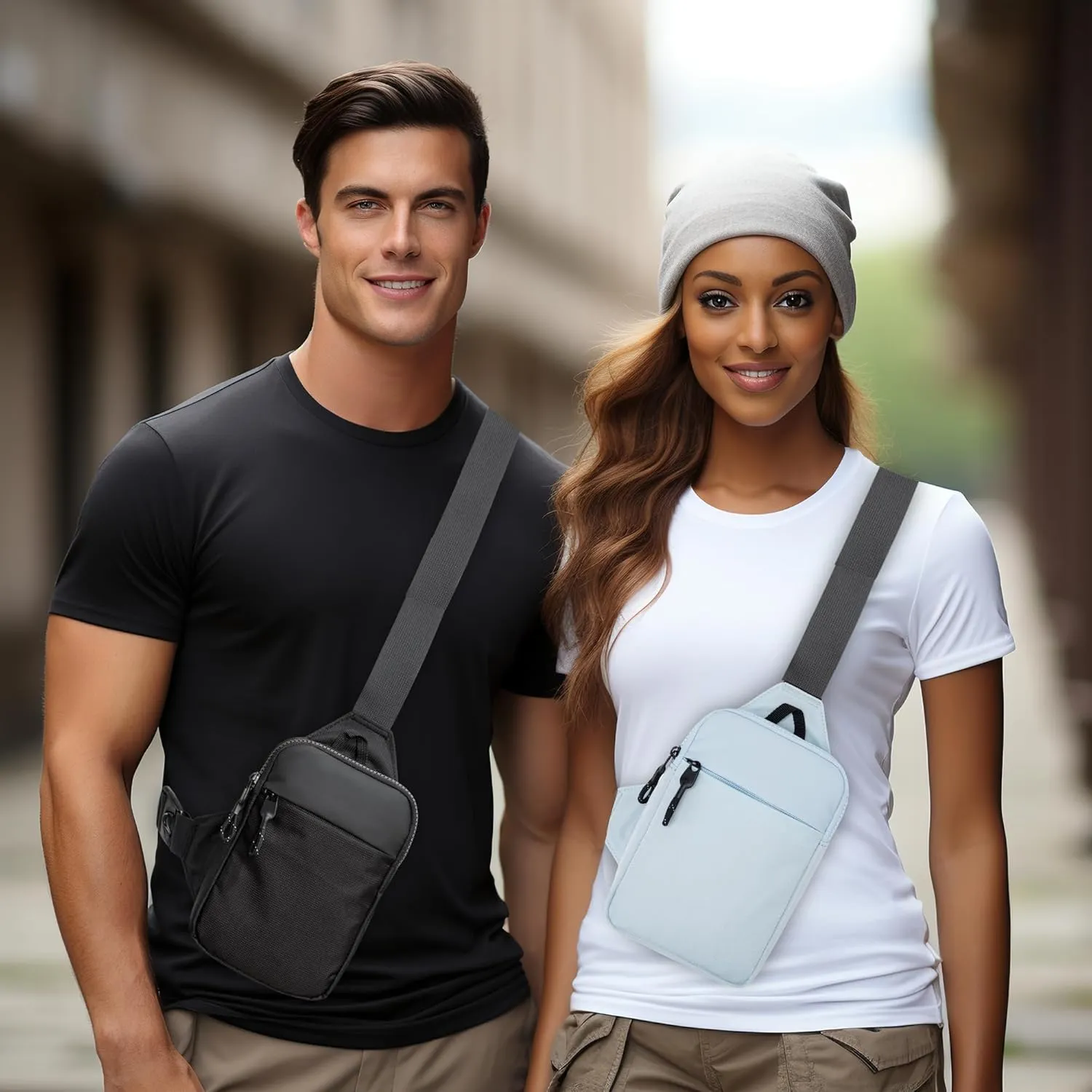 Mini Sling Bag for Men Women, Crossbody Waterproof Trendy Shoulder Cell Phone Chest Bag for Travel Work Gym