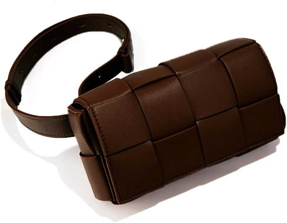 Mini Women's Weave Pack Convertible Crossbody,Cassette-Style Crossbody Waist Packs with Adjustable Belt