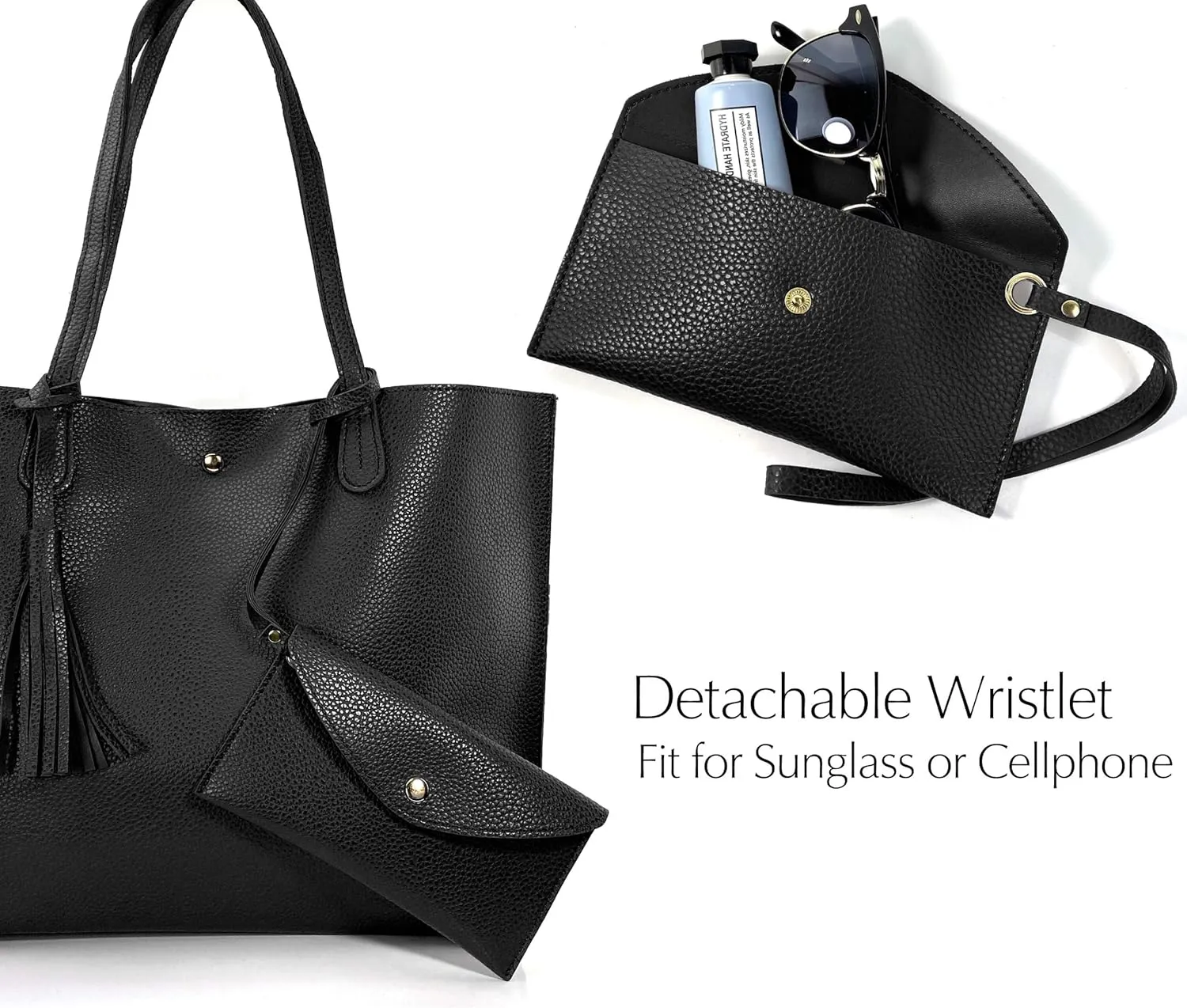 Minimalist Clean Cut Pebbled Faux Leather Tote Womens Shoulder Handbag