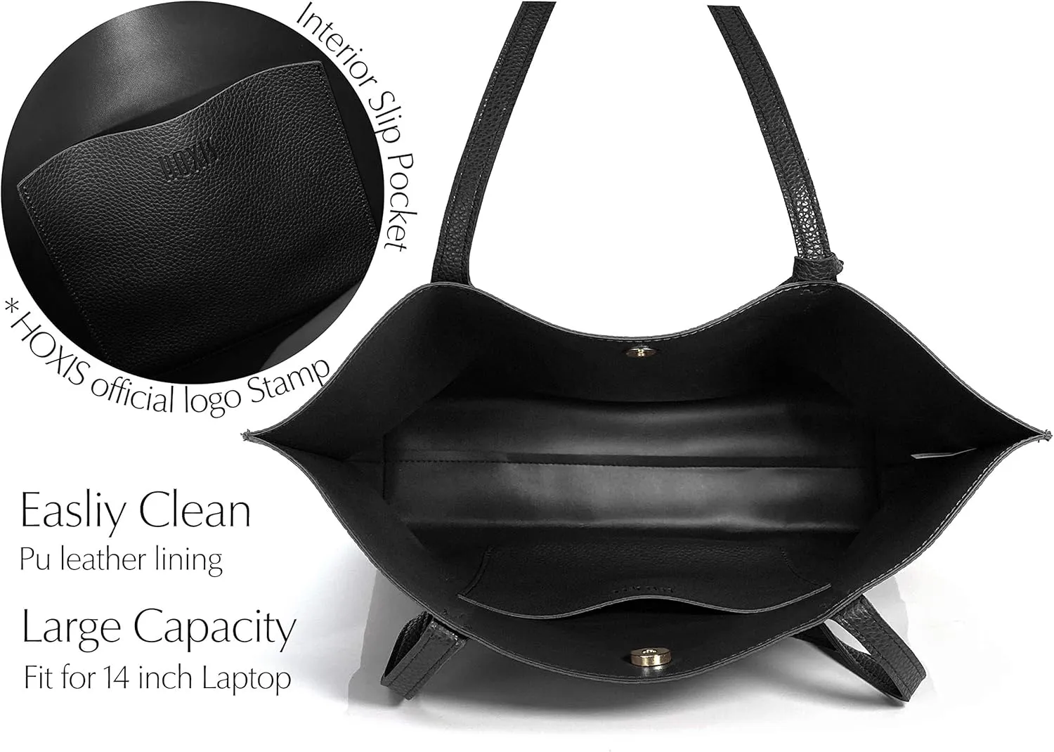 Minimalist Clean Cut Pebbled Faux Leather Tote Womens Shoulder Handbag