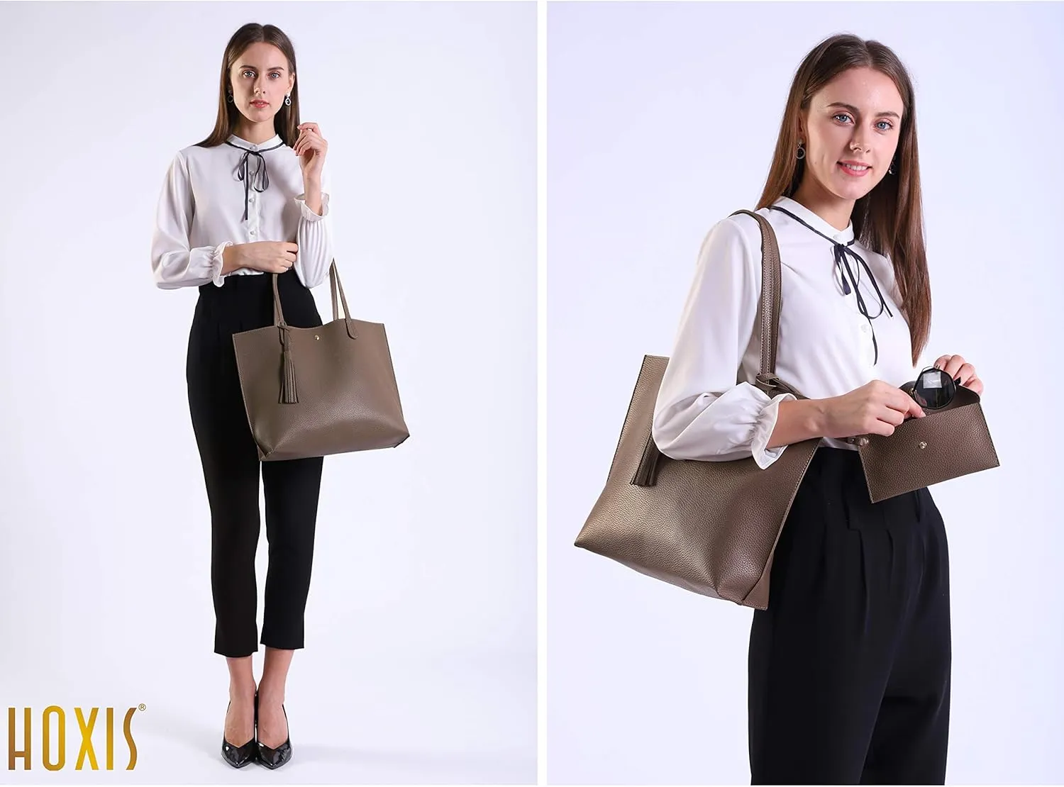 Minimalist Clean Cut Pebbled Faux Leather Tote Womens Shoulder Handbag