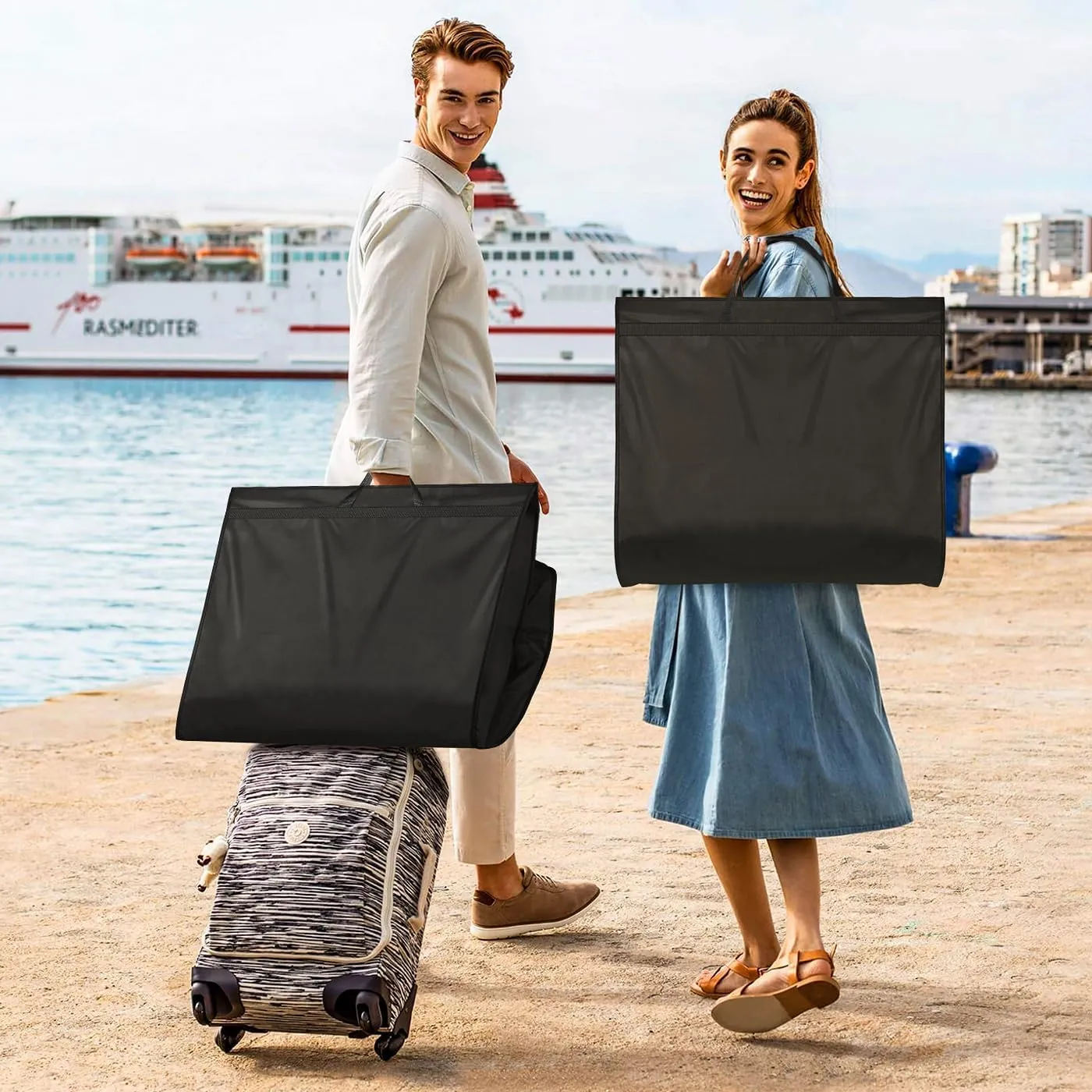 MISSLO 54" Garment Bags for Travel for Women Waterproof Dress Bags for Gowns Long Dress Cover for Gowns, Coats, Suits, Black, 2 Packs