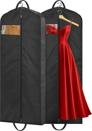 MISSLO 54" Garment Bags for Travel for Women Waterproof Dress Bags for Gowns Long Dress Cover for Gowns, Coats, Suits, Black, 2 Packs