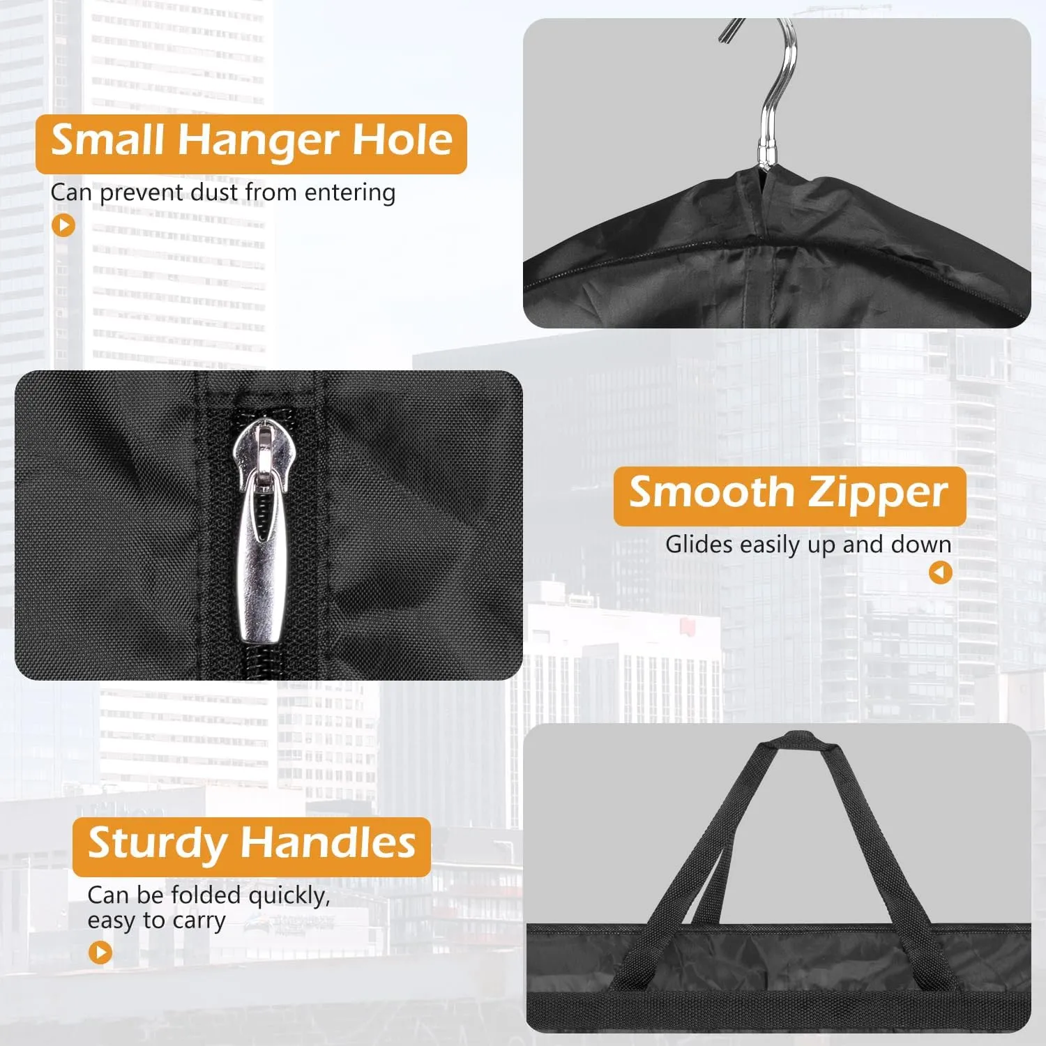 MISSLO 54" Garment Bags for Travel for Women Waterproof Dress Bags for Gowns Long Dress Cover for Gowns, Coats, Suits, Black, 2 Packs