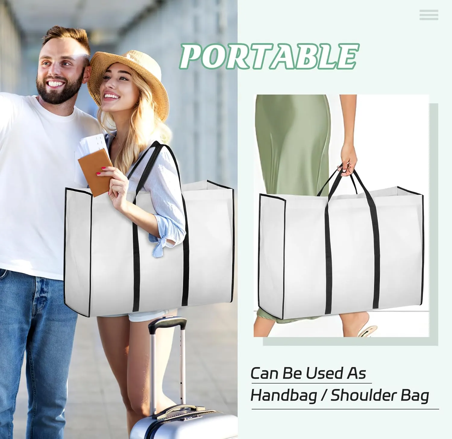 MISSLO 65" Wedding Dress Garment Bag with Bride Tote Bag 6'' Gusseted Dress Bags for Gowns Long 4 Pockets Wedding Dress Storage Bag for Women, White