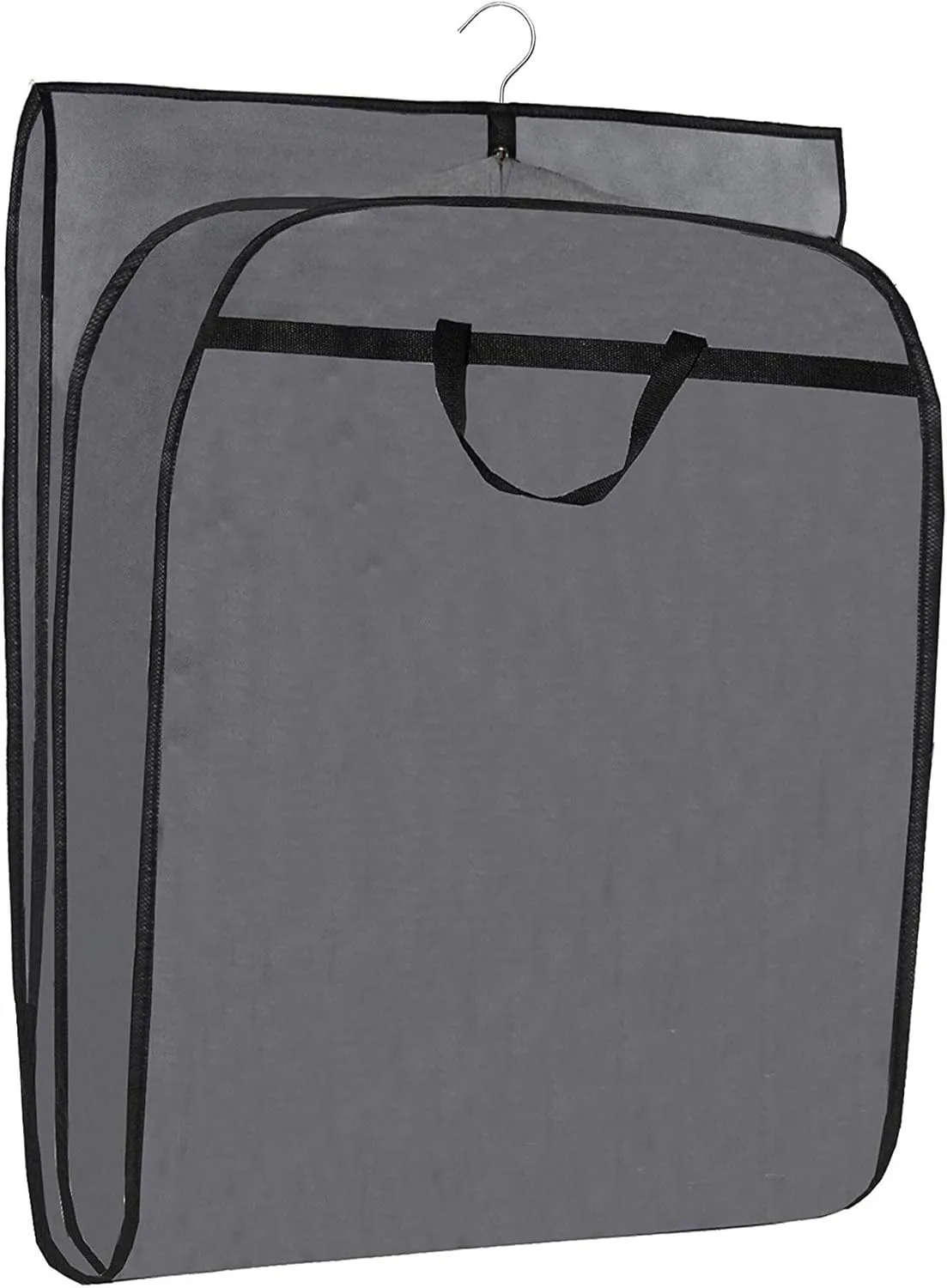 MISSLO Gusseted 60" Dress Garment Bag Hanging Clothes Cover with Clear Window Zipper Pocket for Long Coat, Full-Length Wedding Gown, Closet, Travel, Luggage (Grey)