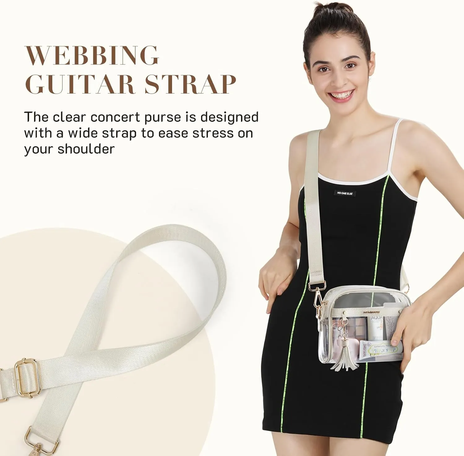 Missnine Clear Bag - Stadium Approved Small Purse for Women - Crossbody Bag for Concerts & Sports Events