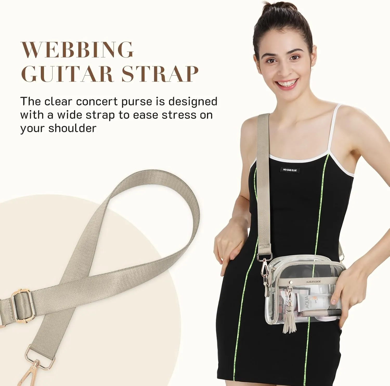 Missnine Clear Bag - Stadium Approved Small Purse for Women - Crossbody Bag for Concerts & Sports Events