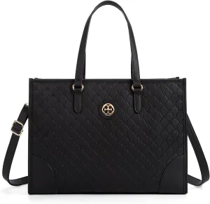 Missnine Laptop Tote Bag for Women 15.6 inch Embossed PU Leather Work Bag Profession Briefcase Designer Computer Bag