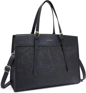 Missnine Laptop Tote Bag for Women 15.6 Inch Leather Work Bags Teacher Computer Purse Briefcase Handbag for Office, Travel