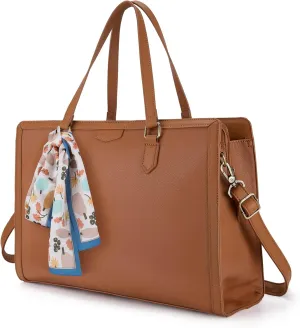 Missnine Laptop Tote Bag for Women 15.6 Inch Leather Work Bags Teacher Computer Purse Briefcase Handbag for Office, Travel