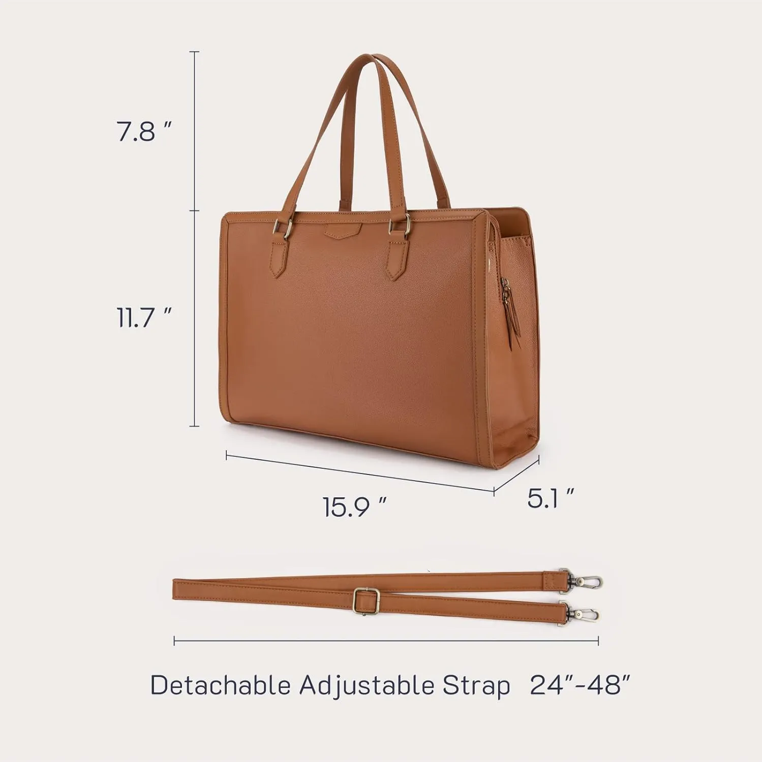 Missnine Laptop Tote Bag for Women 15.6 Inch Leather Work Bags Teacher Computer Purse Briefcase Handbag for Office, Travel