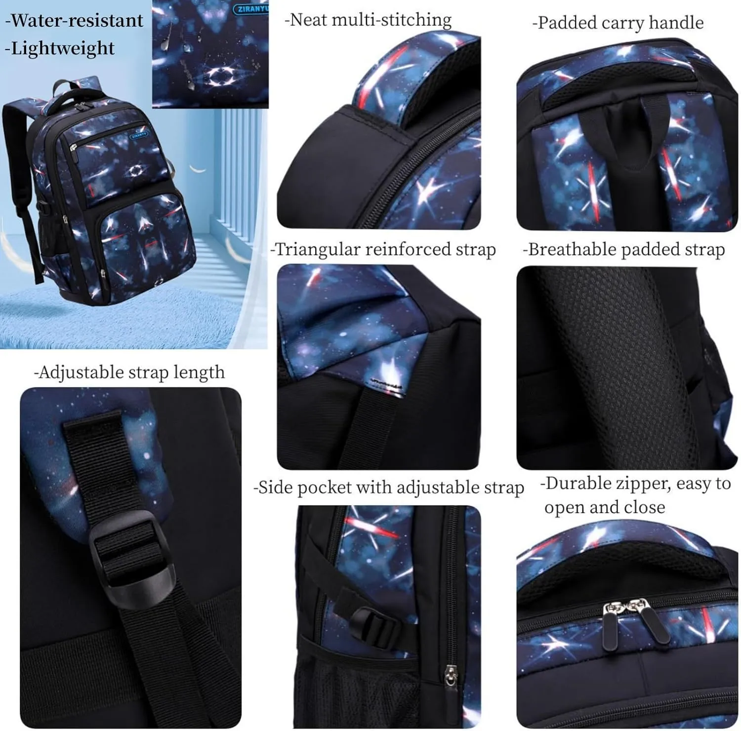 MITOWERMI Boys Rolling Backpacks Kids'Luggage Wheeled Backpack for School Boys Trolley Bags Space-Galaxy Roller Bookbag with Lunch Bag