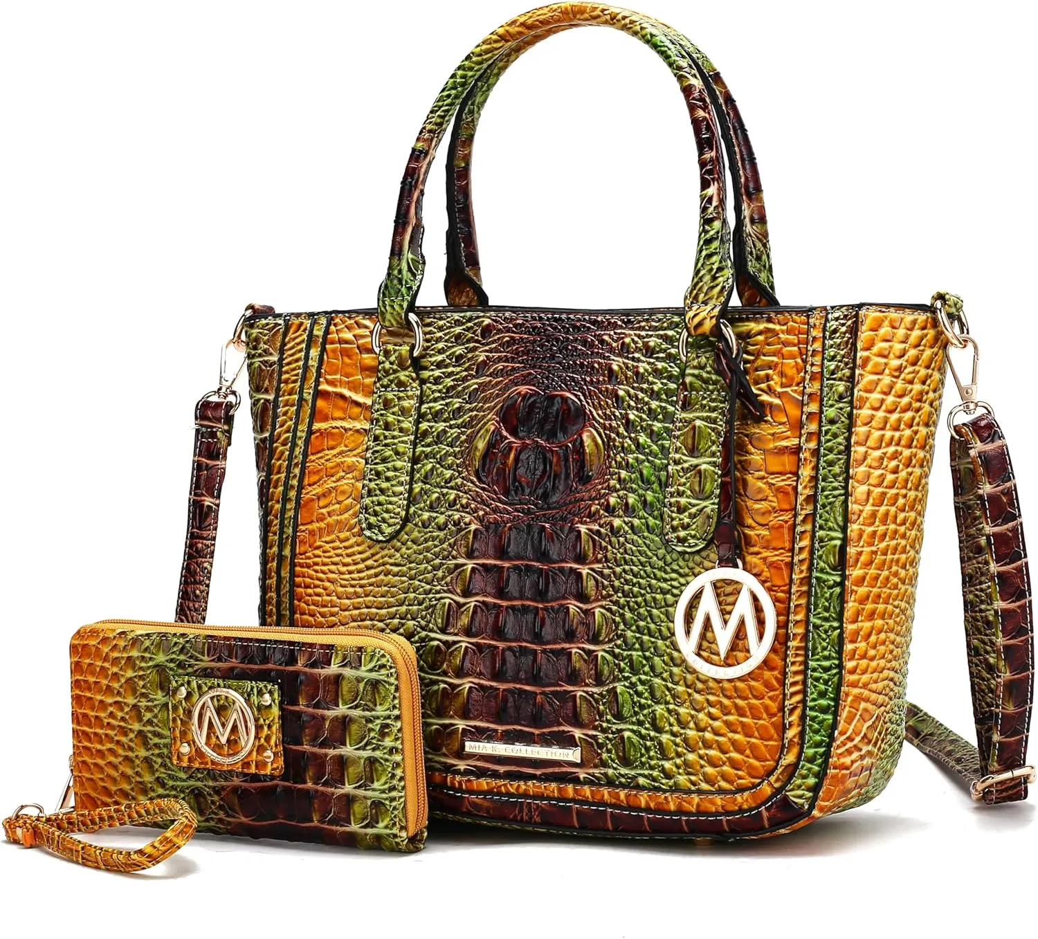 MKF Collection Satchel Bag for Women’s Crocodile Embossed Vegan leather Crossbody Tote Handbag Top-Handle Purse by Mia K