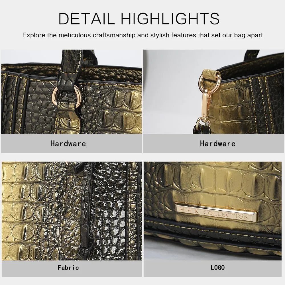 MKF Collection Satchel Bag for Women’s Crocodile Embossed Vegan leather Crossbody Tote Handbag Top-Handle Purse by Mia K