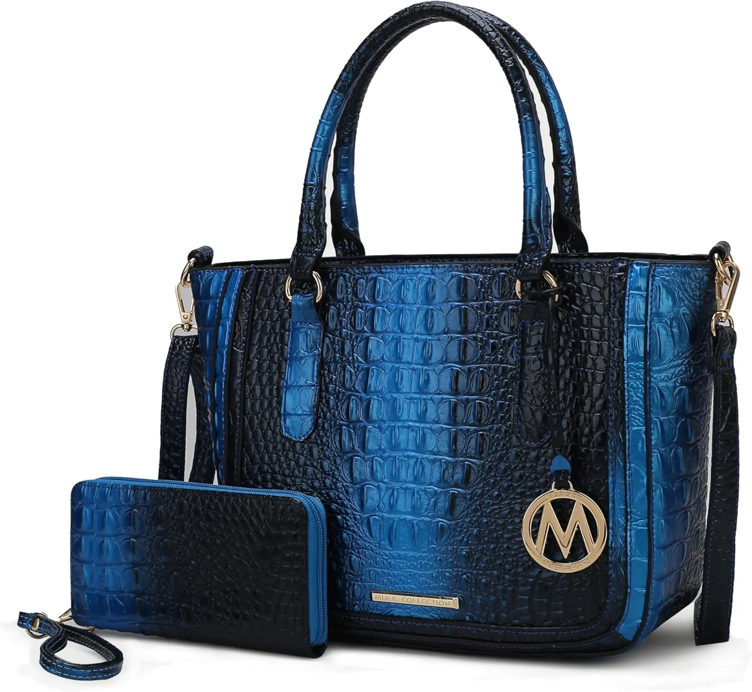 MKF Collection Satchel Bag for Women’s Crocodile Embossed Vegan leather Crossbody Tote Handbag Top-Handle Purse by Mia K