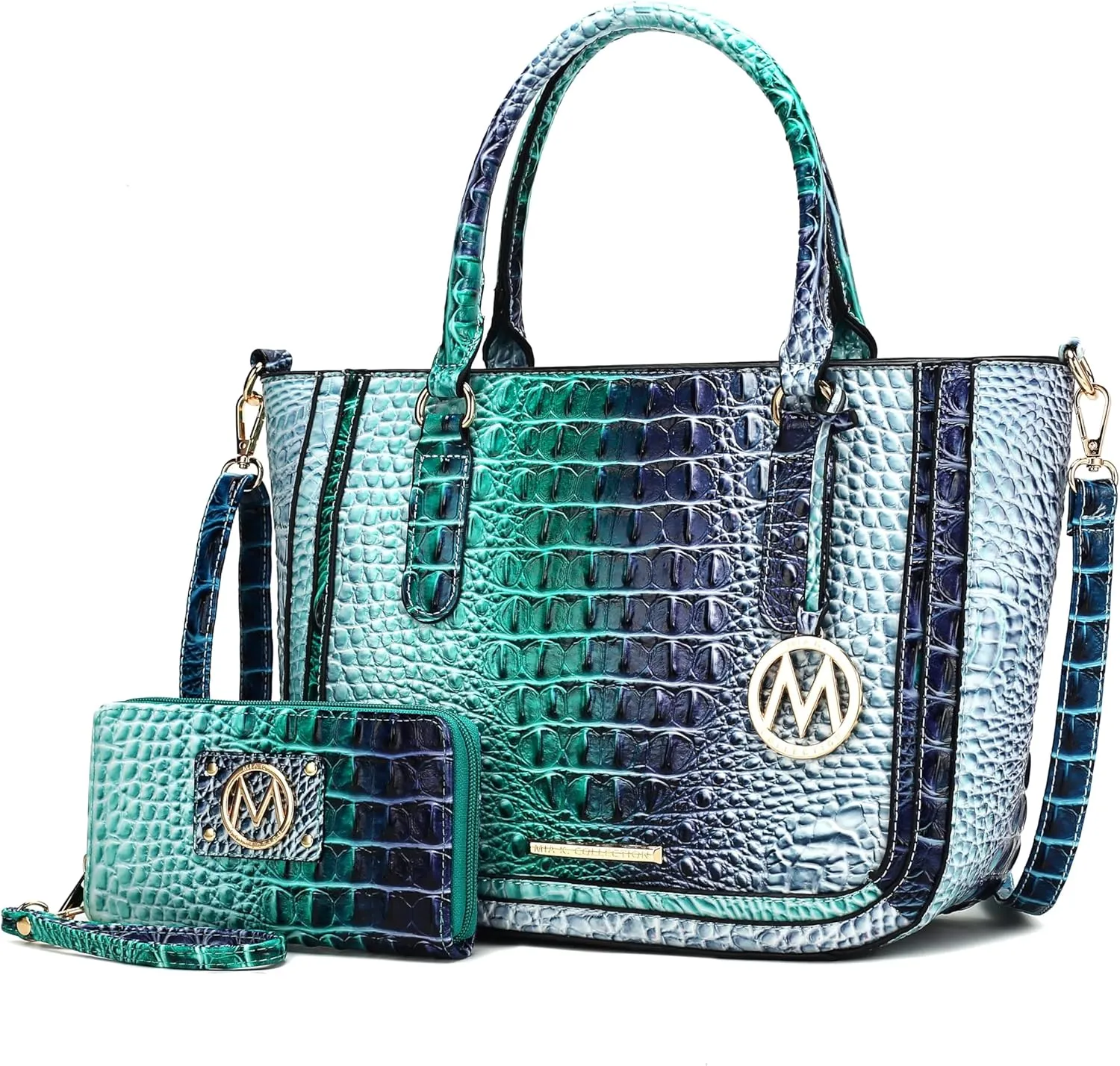 MKF Collection Satchel Bag for Women’s Crocodile Embossed Vegan leather Crossbody Tote Handbag Top-Handle Purse by Mia K