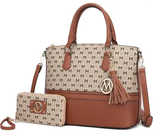 MKF Collection Tote Bag for Women & Wristlet Wallet Purse Set, Crocodile-Embossed Vegan Leather Top-Handle Handbag by Mia k
