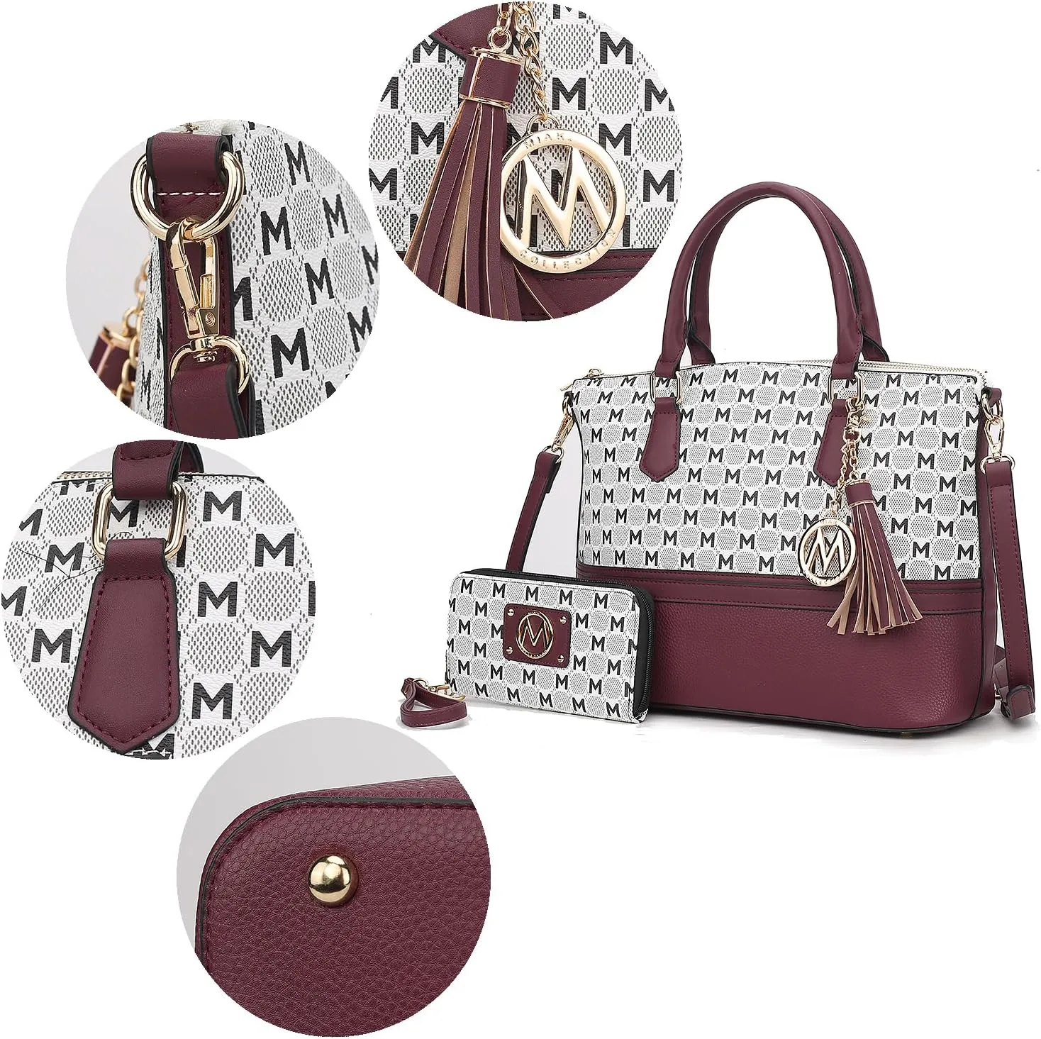 MKF Collection Tote Bag for Women & Wristlet Wallet Purse Set, Crocodile-Embossed Vegan Leather Top-Handle Handbag by Mia k