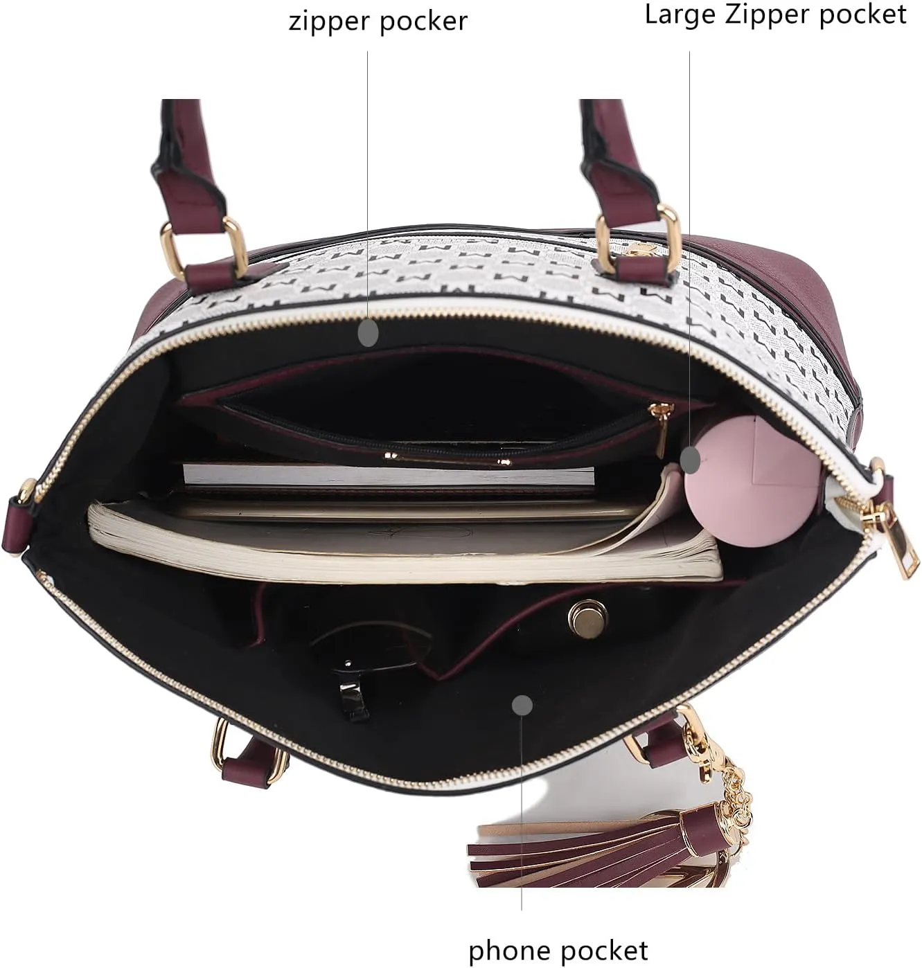MKF Collection Tote Bag for Women & Wristlet Wallet Purse Set, Crocodile-Embossed Vegan Leather Top-Handle Handbag by Mia k