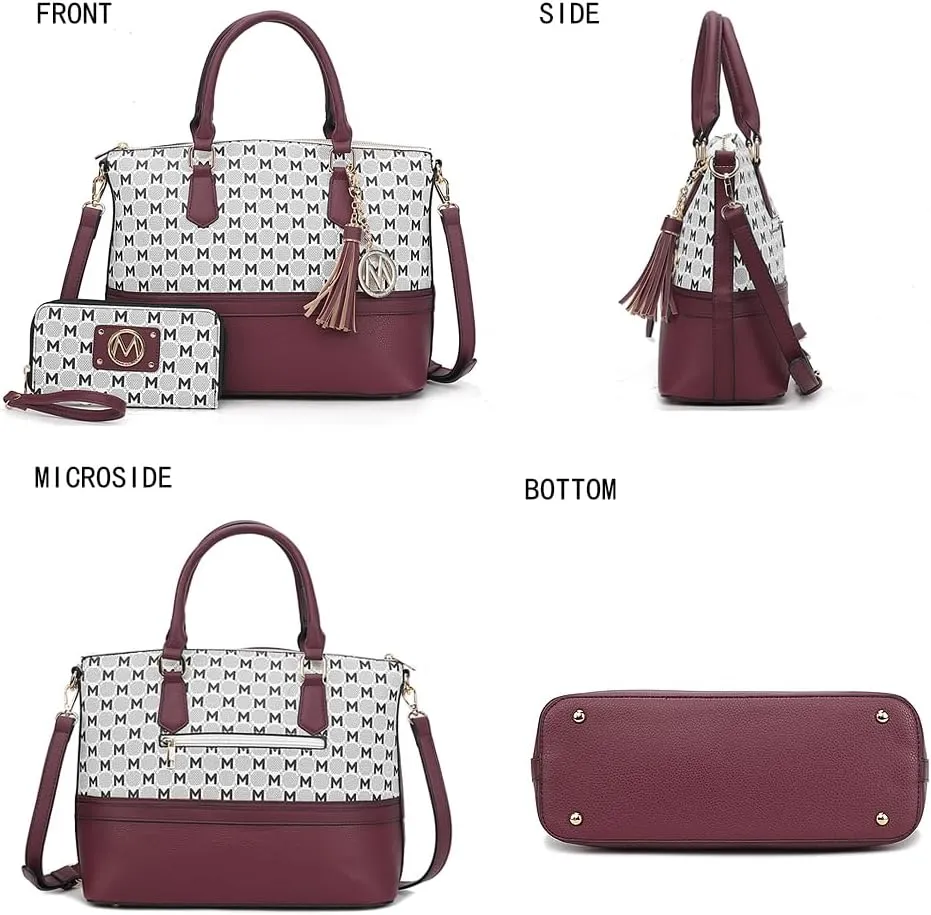 MKF Collection Tote Bag for Women & Wristlet Wallet Purse Set, Crocodile-Embossed Vegan Leather Top-Handle Handbag by Mia k
